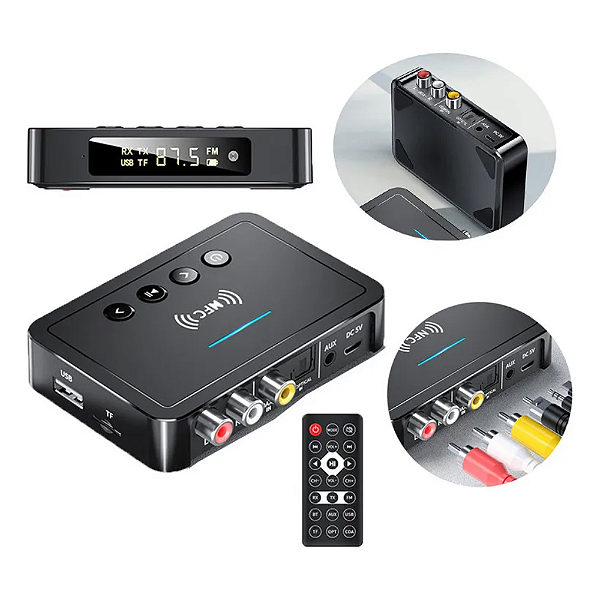 Transmissor E Receptador  BLUETOOTH/NFC/FM AUDIO OPTICO+COAXIAL+RCA