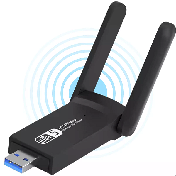 Adaptador USB 3.0 WIFI 5Ghz 1300Mbps Com 2 antenas