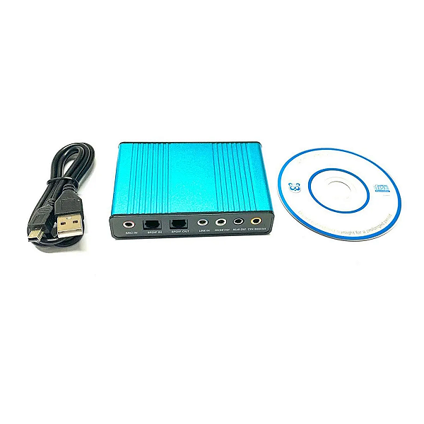 Placa Som Usb 5.1 Audio Digital e Analogico