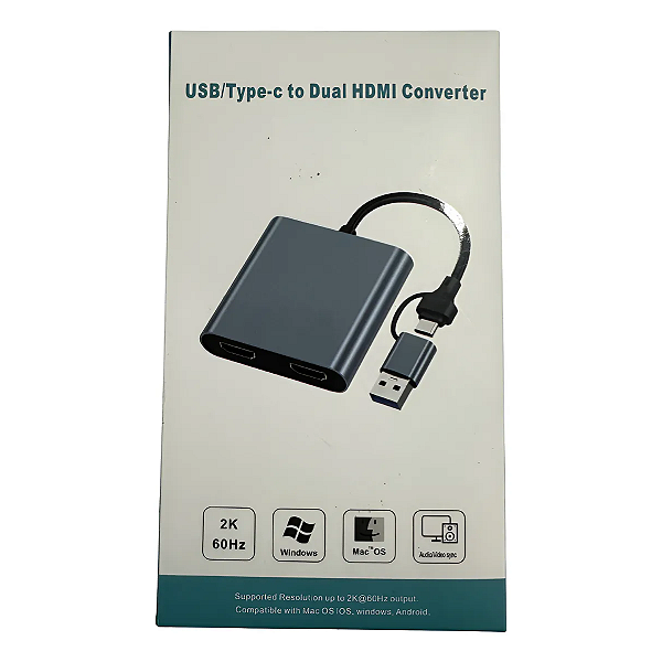 Adaptador Usb/type-c Para Dual Hdmi Telas Indiv + Usb 3.0