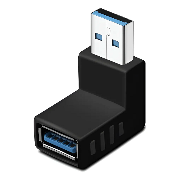 Adaptador Usb 90 Graus Emenda 3.0 Femea X Macho Preto