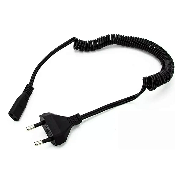 Cabo De Força Para Barbeador Tipo 8 Espiral 10a 1,50 Metros Preto
