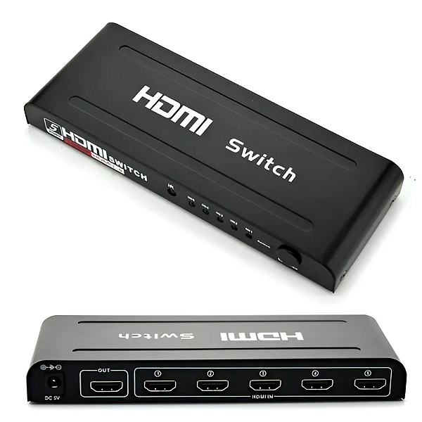 Switch Hdmi 5x1 Ativo Profissional 4k Com Fonte C/ Remoto