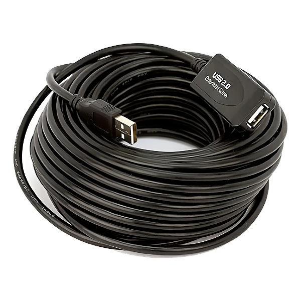 Cabo Extensor Usb 2.0 Para Webcam Full Hd Ativo Blindado 10m Preto