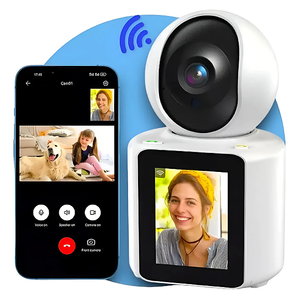 Câmera Babá Eletrônica Com Microfone Tela Lcd Visão Noturna Branco