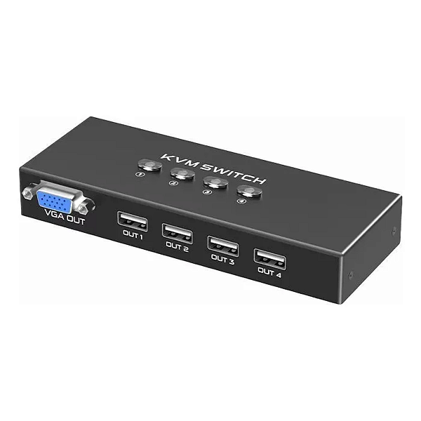 Switch Kvm Vga E Usb 2.0 4 Portas Cabos Inclusos Profission
