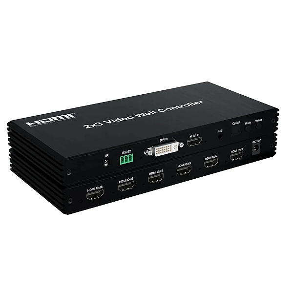 Vídeo Wall Hdmi 2x3 Hdmi 1080p, 6 Telas Saida Optica Dvi