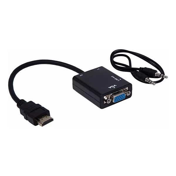 Cabo Conversor Adaptador Hdmi Para Vga Com Saída P2 Áudio