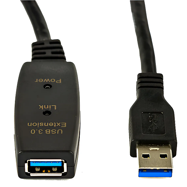 Extensão Usb 3.0 Ativo Repetidor Macho Fêmea - 15 Metros Cor Preto