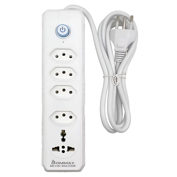 Filtro De Linha 4 Tomadas Nbr C/1 Tomada Universal 2m -a192 Branco