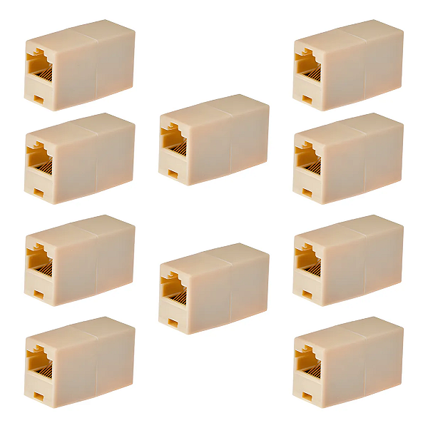 Kit 10 Emenda Cabo Rede Rj45 Fêmea P/ Extensão Cat5 Cat6