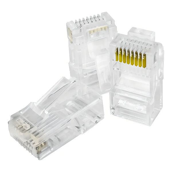 Kit 100 Conector Macho Rj45 Vazado Para Cabo De Rede Cat6