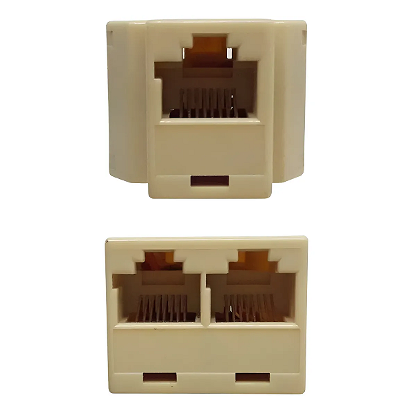 Adaptador Duplicador Para Cabo De Rede Rj45 Fêmeas Bege