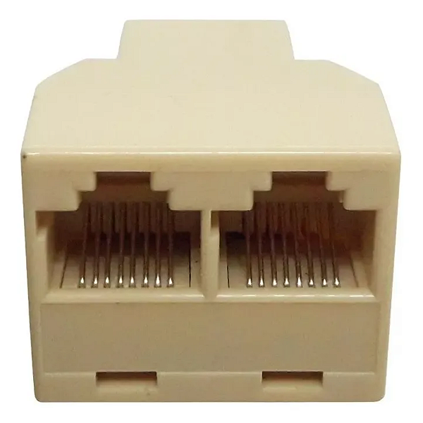 Adaptador Duplicador Para Cabo De Rede Rj45 Fêmeas Bege
