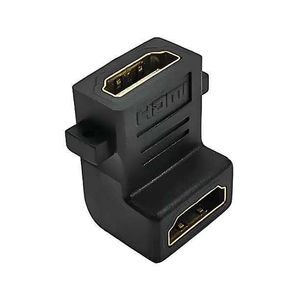 Adaptador Emenda Hdmi Fêmea X Fêmea L 90o Graus Plug Painel