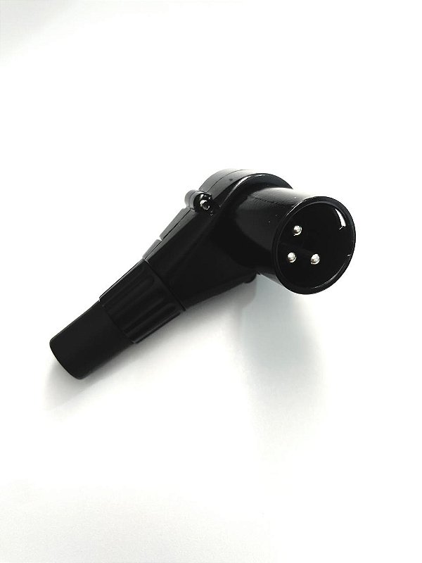 Conector Macho Xlr Em L 90 Graus Preto Profissional Preto