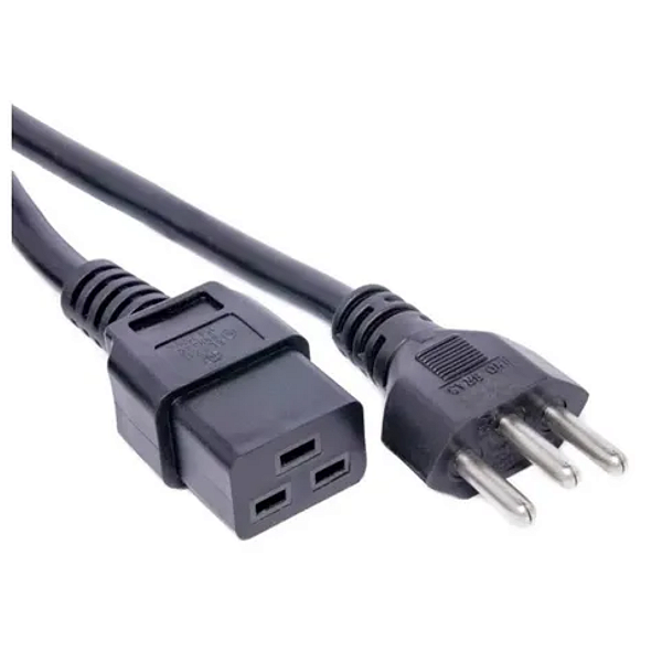 Cabo Força NBR 3 Pinos 20A x C19 fio 3x2.5mm 1,80m Profissional