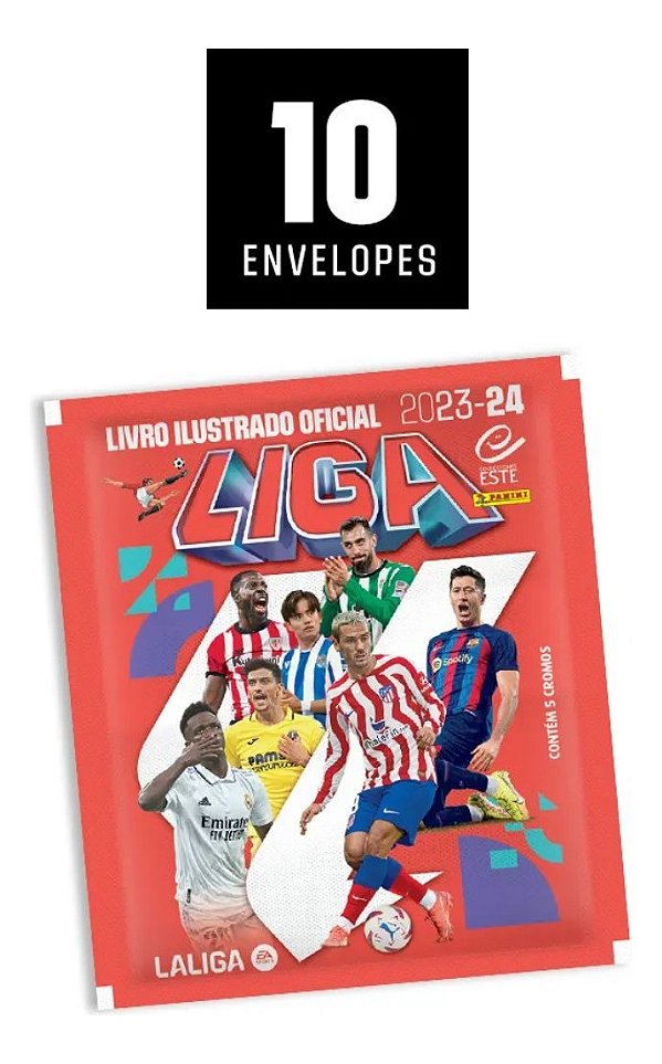 Pack Kit 10 Envelopes Pacotes 50 Figurinhas La Liga 2024