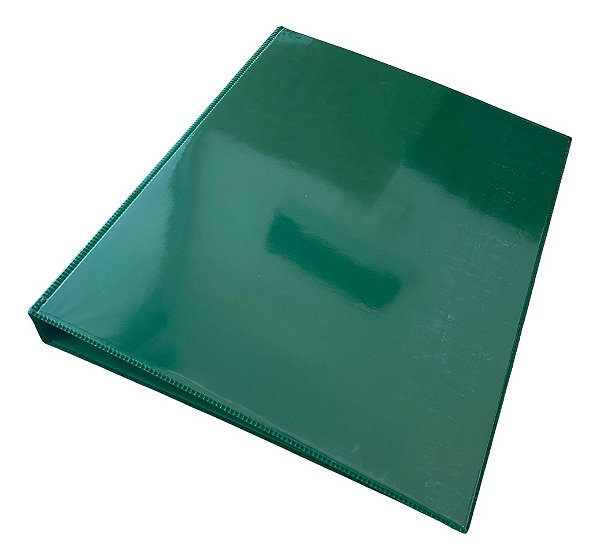 Fichário Organizador Argolas Folhas Plasticas Card Coleção Cor Verde