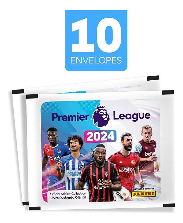 Kit 10 Envelopes Pacotes 50 Figurinhas Premier League 2024