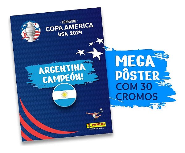 Álbum Poster Argentina Campeã Copa América 2024 Figurinhas