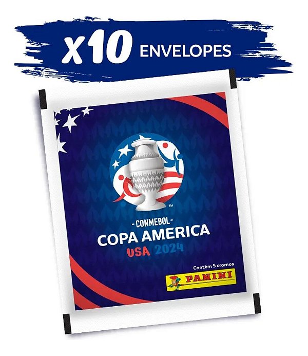 Pack Kit 10 Envelopes Pacotes 50 Figurinha Copa América 2024