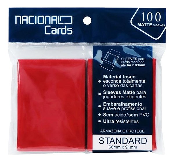 100 Sleeve Nacional Magic Pokemon Matte Prime Vermelho