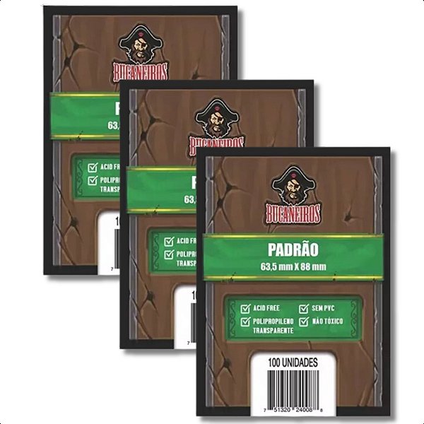 Kit 300 Sleeves Protetor Plástico Cards Bucaneiros Padrão