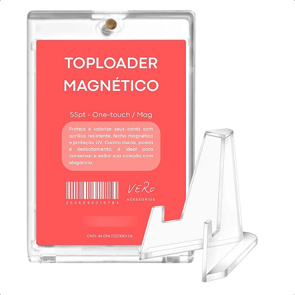 Toploader Magnético Vero Card Magic Pokemon + Suporte Tripé