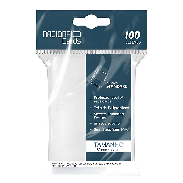 Kit 100 Sleeves Nacional Cards Padrão Pokemon Magic Futebol Standard