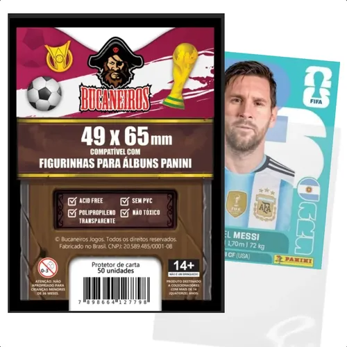 Kit 50 Sleeves Protetor Plástico Bucaneiros Figurinhas Copa