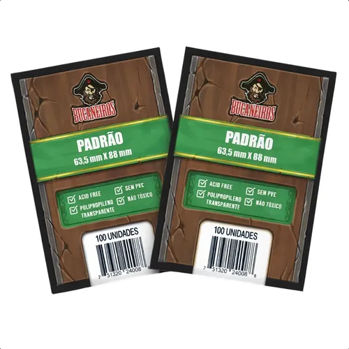 Kit 200 Sleeve Protetor Plástico Cards Bucaneiros Padrão Par