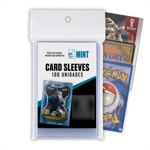 100 Sleeves Cards Padrão Mint Transparentes Pokemon Futebol
