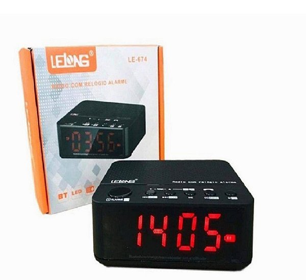 Radio Relógio Fm Bluetooth Le-674 Despertador Digital