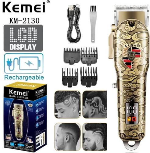 Máquina de Corte de Cabelo Kemei Lcd Display Km-2130 Sem Fio