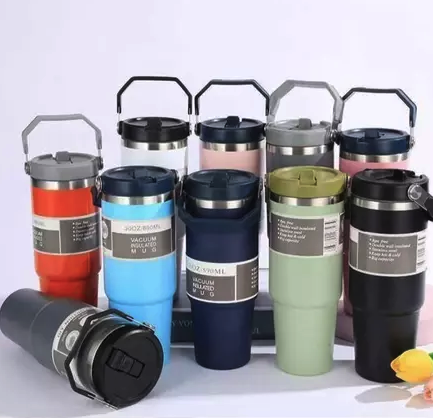 Garrafa Copo Térmico Em Aço Inox Com Tampa Alça e Bico para Carro