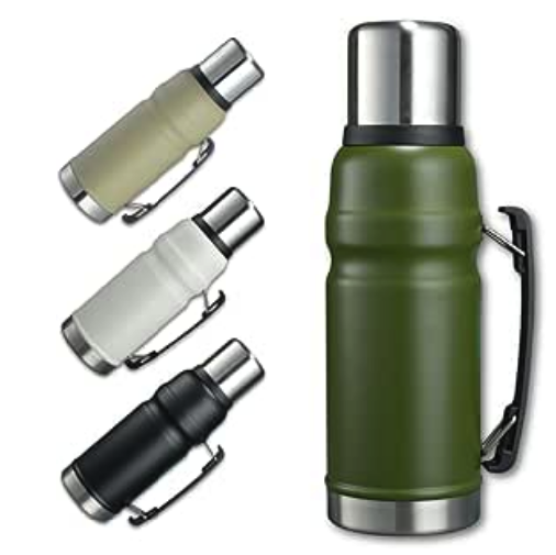 Garrafa de Água Térmica Inox Alça Esportiva Academia Escola Trabalho Isolada a Vácuo Aço Inox 304 1L 1 Litro Bebida Fria Gelada Quente