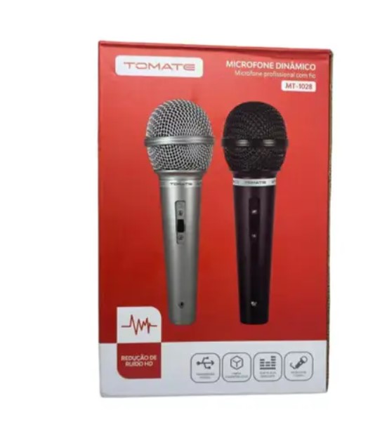 Microfone dinâmico profissional duplo com fio tomate mt-1028