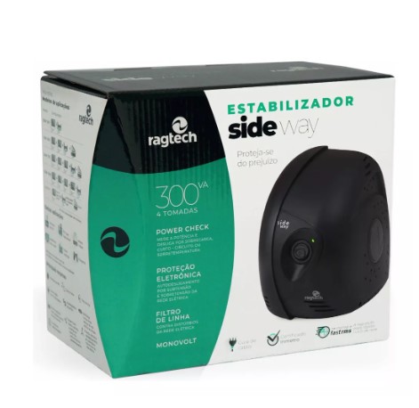 Estabilizador Ragtech Side Way 300va Sdw 300 M2 220v/220v Cor Preto