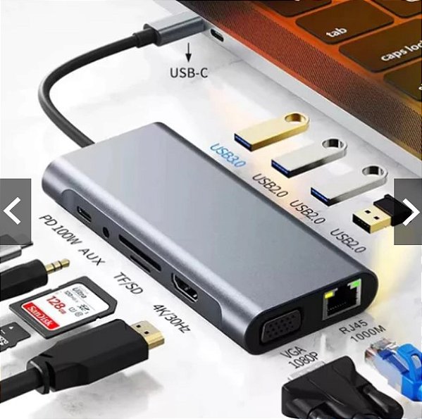 Hub Adaptador 11 Em 1 Tipo C