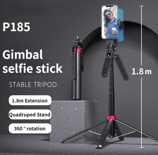P185 gimbal 1800mm Sem Fio Selfie Stick Tripod Stand Monopod Dobrável Para Câmeras De Ação Gopros Disparo Estável
