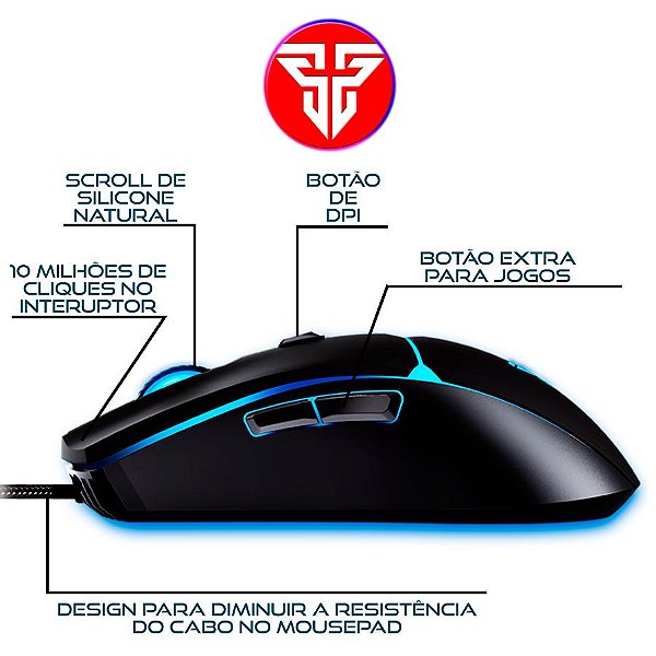 Mouse Gamer Jogo Macro Crypto VX7 Fantech 8000DPI 6 Botões (2642980)