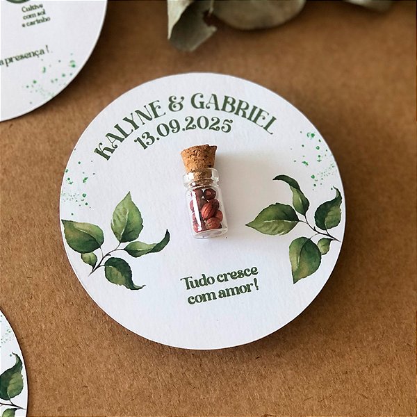 Card e Mini Vidro com Sementes | Arte Ramos de Folhas