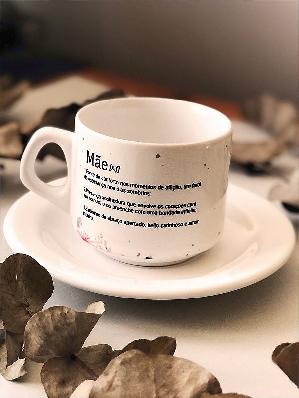 Xícara Personalizada com Pires - Dia das Mães - Presente