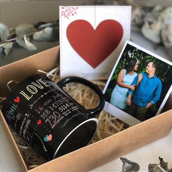 Presente Kit Dia dos Namorados - Caixa Caneca ChalkBoard Personalizada