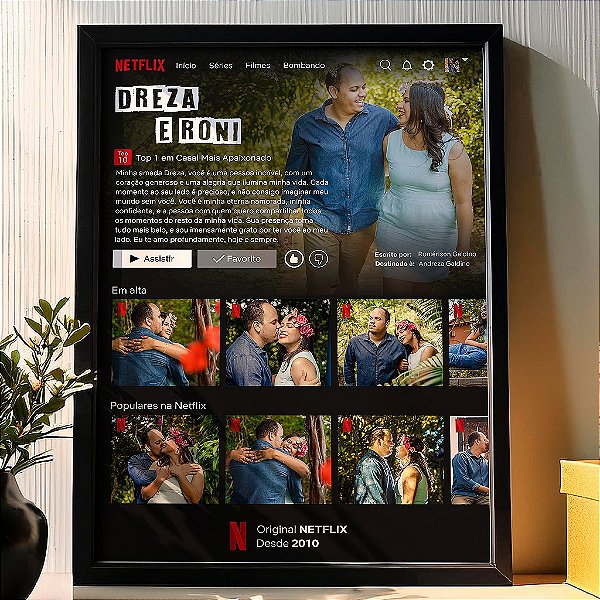 Quadro Decorativo Dia dos Namorados - Tema Netflix