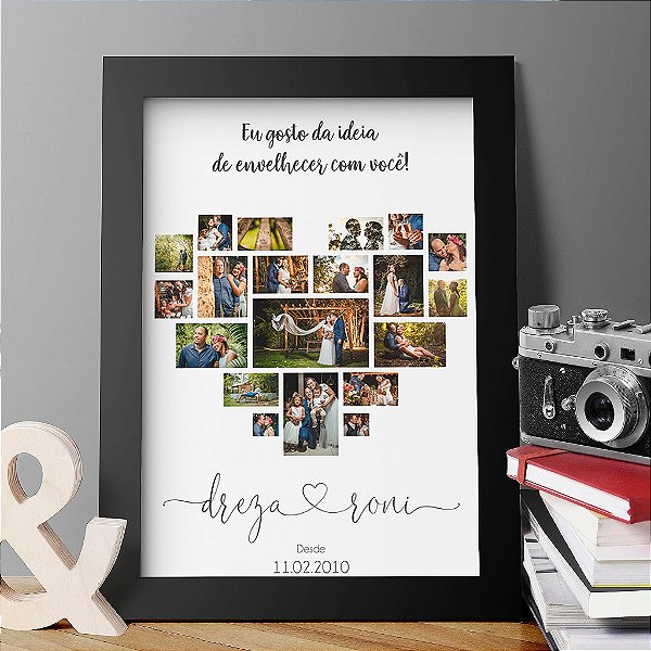 Quadro Decorativo Dia dos Namorados - Mosaico Coração