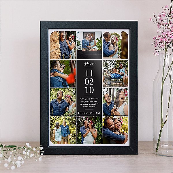 Quadro Decorativo Dia dos Namorados - Mosaico de Fotos 01