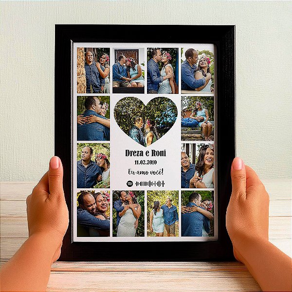 Quadro Decorativo Dia dos Namorados - Mosaico de Fotos 02