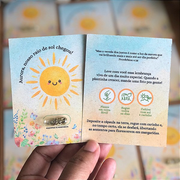 Card e Eco Cápsula com Sementes | Arte Raio de Sol